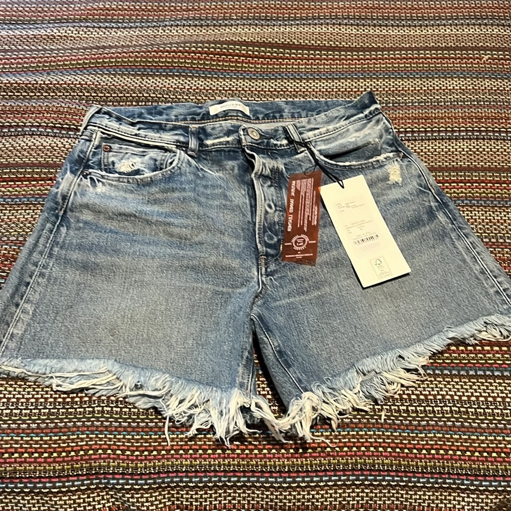 MOUSSY VINTAGE Altadena Short 28 Blue Cut Off Denim High Rise Distressed - Picture 3 of 12